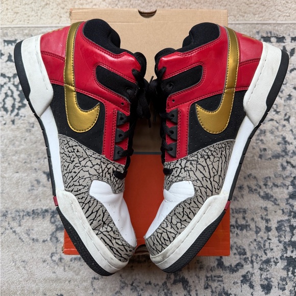 Nike Delta Force 3/4 Deluxe Sport Red Cement Metallic Gold Shoes, Mens Size:12 - Picture 7 of 17